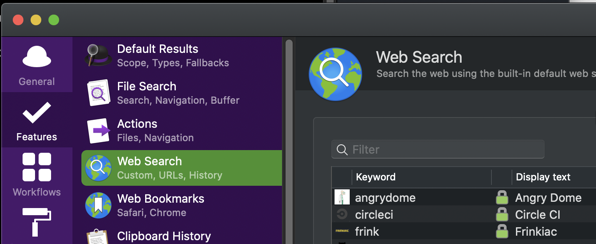 alfred web search settings