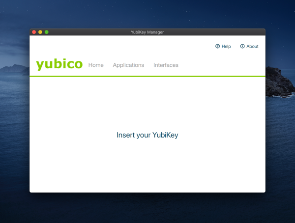 a screenshot of the Yubikey app, a simple app built with electron (or some similarly crappy web wrapper UI framework)