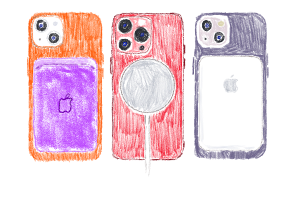 an illutration of iPhones using MagSafe accessories
