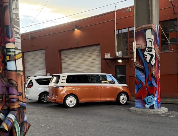 my ID. Buzz parked on the east side of Portland under a bridge